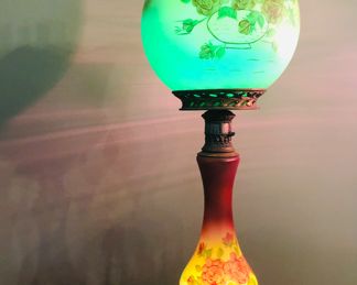 Antique Victorian tiered Gone with the Wind lamp