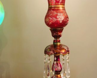 Cranberry acid etched with gold accents Luster