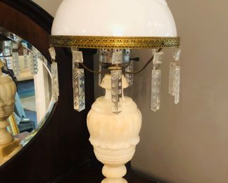 Hand carved solid marble lamp
