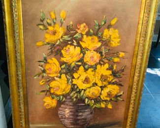 Floral signed large painting