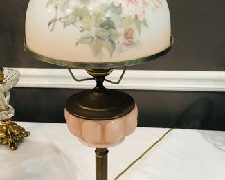 Vintage converted oil lamp with marble base 