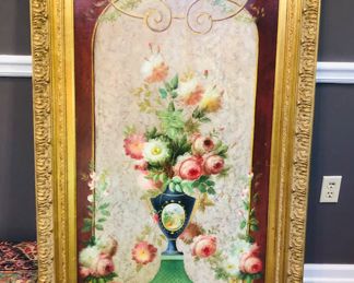 Large framed floral painting 