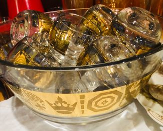 Culver MCM punch bowl set