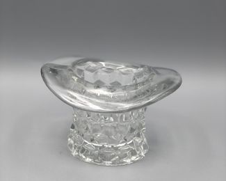 Fostoria American Clear Cube Glass 2 1/2" Top Hat Topper Toothpick Holder Vase