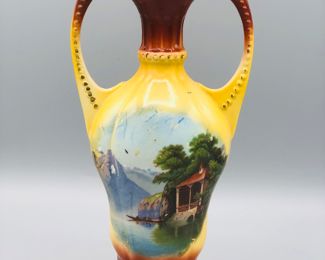 German scenic porcelain vase
