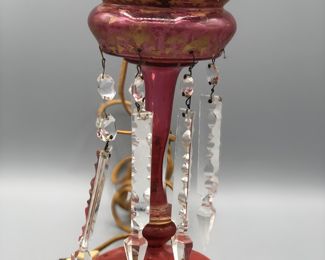 Vintage ruby glass lamp/metal base 