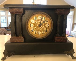 Sessions Black Pillar Mantle Clock