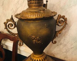 P and A early copper urn parlor light