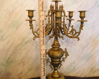 Vintage baroque style brass candelabra 27 inches tall/pair