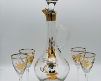 Hand painted Romanian decanter set