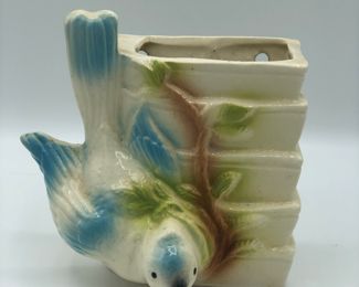 Roseville blue bird wall pocket