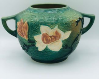 Roseville magnolia rose bowl