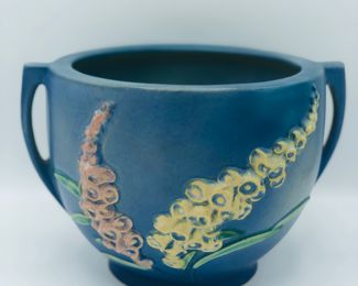 1940’s Roseville blue foxglove jardiniere 