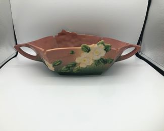 Roseville 1940’s white rose console bowl 