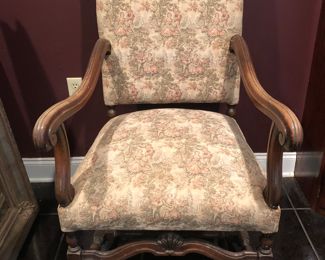 Vintage French country upholstered arm chair