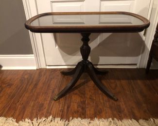 Duncan Phyfe side table with removable glass tray