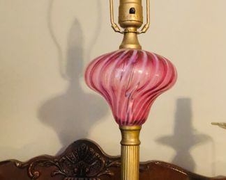 Fenton Lamp Cranberry Spiral Optic
Pair