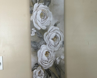 #22  White floral art 36x12 $25