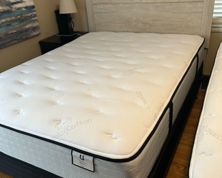 #23 Heritage Sleep Concepts Benton Plus queen mattress, box springs made in USA, headboard frame and bedding  $150