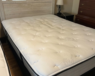 #24 Heritage Sleep Concepts Benton Plus queen mattress, box springs made in USA, headboard frame and bedding  $100