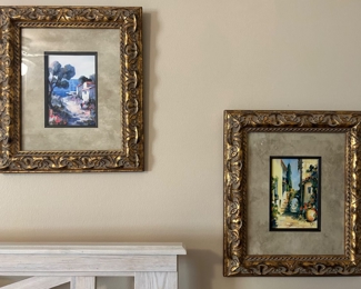 #28 Set of 2 gold framed pieces of art 17x15  $30