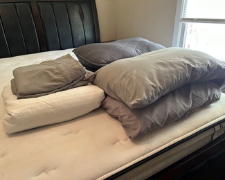 #34  Heritage Sleep Concepts Benton Plus queen mattress, box springs made in USA, headboard/footboard, frame and bedding $125