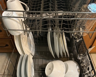 #55 Dishes & mugs (49 pieces), glasses (19 pieces) and flatware mixed pieces $20