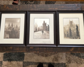 #56 Set of 3 black and white framer art 16x13 $30