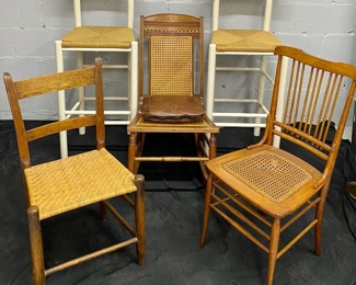 741 Assortment of Papercord Wicker Chairs