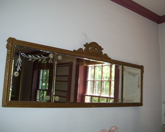 ANTIQUE ORNATE TRIPLE MIRROR IN DINING ROOM