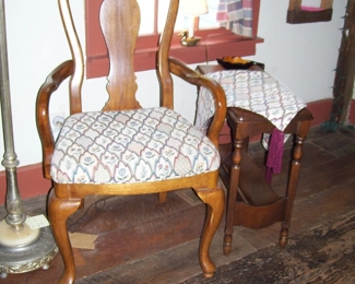 ARMCHAIR (1 OF 4) AND OTHER VTG. MAGAZINE SIDE TABLE IN FAMILY ROOM