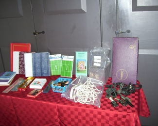 VTG. ELECTRICAL PLUGS - GAMES -  ACRYLIC & DISPLAY  STANDS  ETC OFFICE OFF PARLOR