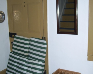 CHAISE CUSHIONS - MIRROR - CRATE & BARREL PUNCH SET ( BOWL MAKE A GREAT LG. SALAD BOWL FOR PARTIES)  IN PARLOR