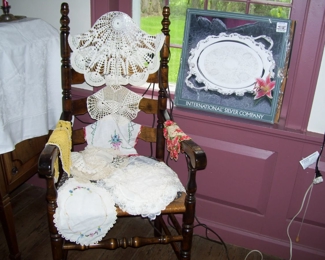 VTG. DOILIES - FURNITURE SCARFS - ETC IN DINING ROOM