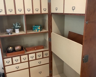 Steamer Trunk Cabinet shelving with desk