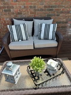 Outdoor loveseat with cushions 