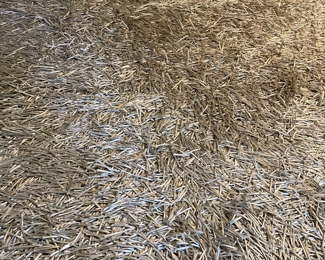 $500. 8x10 Rug with silky looking ribbons in champagne metallic color. Great shape.