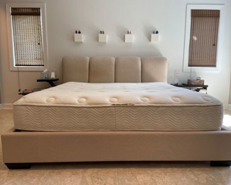 $475. King size upholstered bed frame. Valentino Bed  by Stewart. 