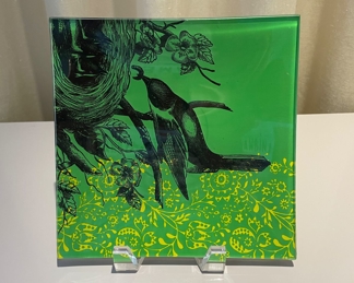 $20. Decorative glass plate. 8"square