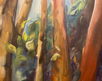 Close up of foliage in painting