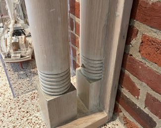 Wood mantle has small dents and nicks consistent with age