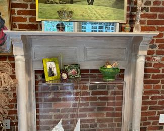 $400.  Antique fireplace mantle (previously stripped of decades and layers of old paint and then professionally whitewashed) 13”Dx59’Wx54”H.  The opening is 42”Wx37”H. (other items for sale separately)