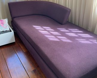 Chaise has elegant rounded back; Chaise is 79"L.  