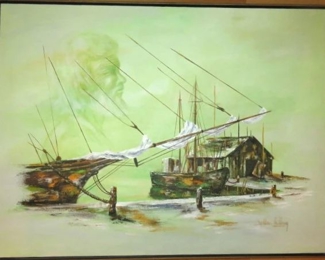 Roberta Feldman
(Mid-Century, Florida, Modernism, Woman Artist) Signed, robbie Feldman Cira 1970's