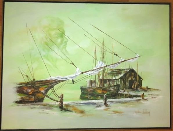 Roberta Feldman
(Mid-Century, Florida, Modernism, Woman Artist) Signed, robbie Feldman Cira 1970's