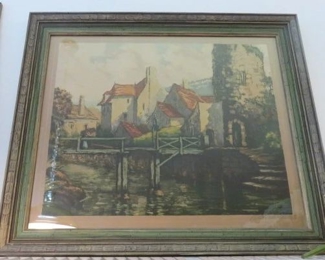Antique Signed Colored Engraving