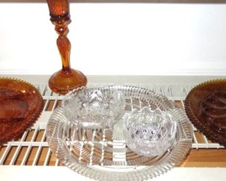 Tiarra Chantilly Amber Glass Platters