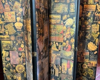 Decoupage -screen- intricate-one of a kind...early  to mid  1900's