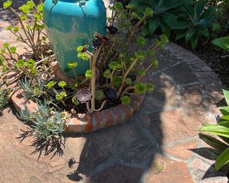 large mid-century turquoise vase