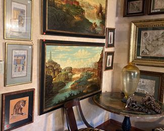 Large oil paintings..signed      vintage maps